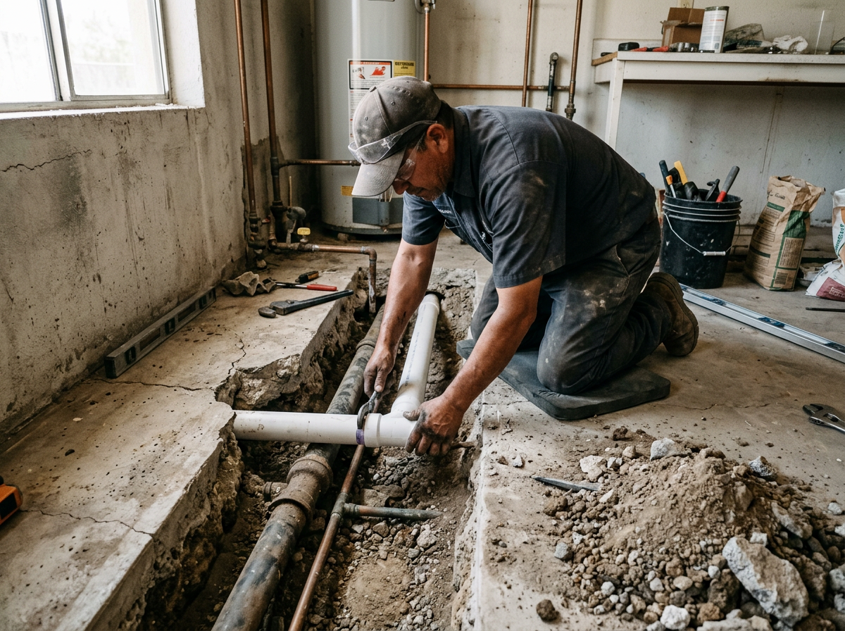 Under Slab Pipe Rerouting in Tucson, AZ